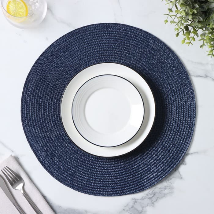 Салфетка сервировочная на стол Доляна «Лофт», d=38 см, синяя