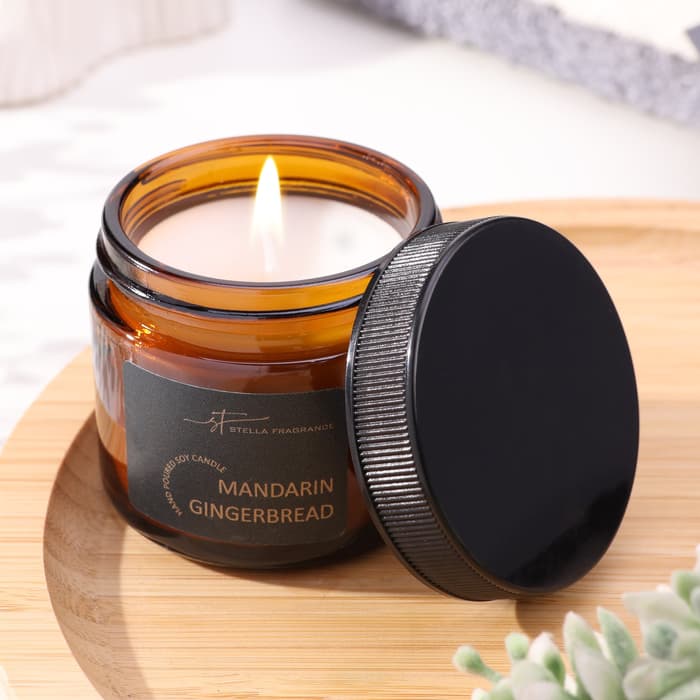 Ароматическая свеча в банке Mandarin gingerbread, соевый воск, 50 г, мандарин, пряник