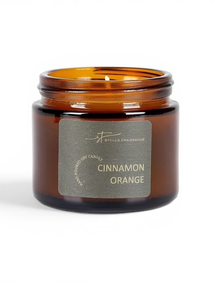 Ароматическая свеча в банке Cinnamon orange, соевый воск, 50 г, апельсин и корица