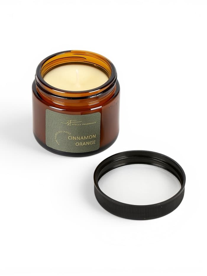 Ароматическая свеча в банке Cinnamon orange, соевый воск, 50 г, апельсин и корица