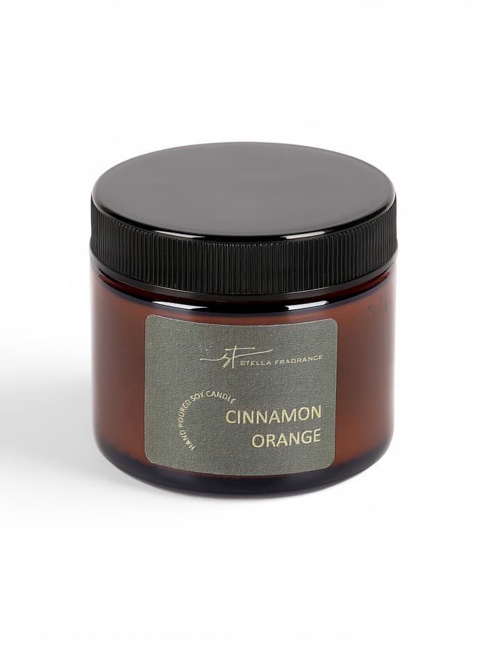 Ароматическая свеча в банке Cinnamon orange, соевый воск, 50 г, апельсин и корица