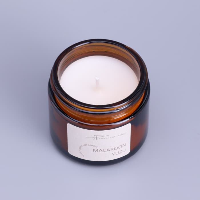 Ароматическая свеча в банке Macaroon yuzu, соевый воск, 50 г, печенье и юзу