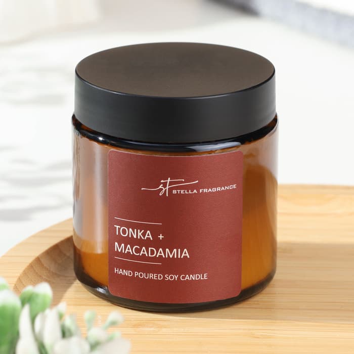 Ароматическая свеча в банке Tonka macadamia, соевый воск, 90 г, тонка и макадамия