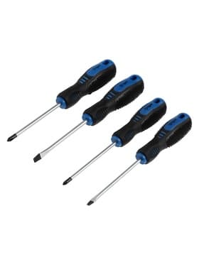 Набор отверток ТУНДРА, CrV, хром, магнит, 2К рукоятки, PH1, PH2, SL5, SL6×100 мм, 4 шт.