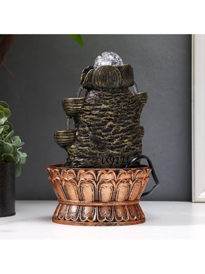 Фонтан настольный с подсветкой «Кришна и Радха у фонтана», от сети, 22.5×15×15 см