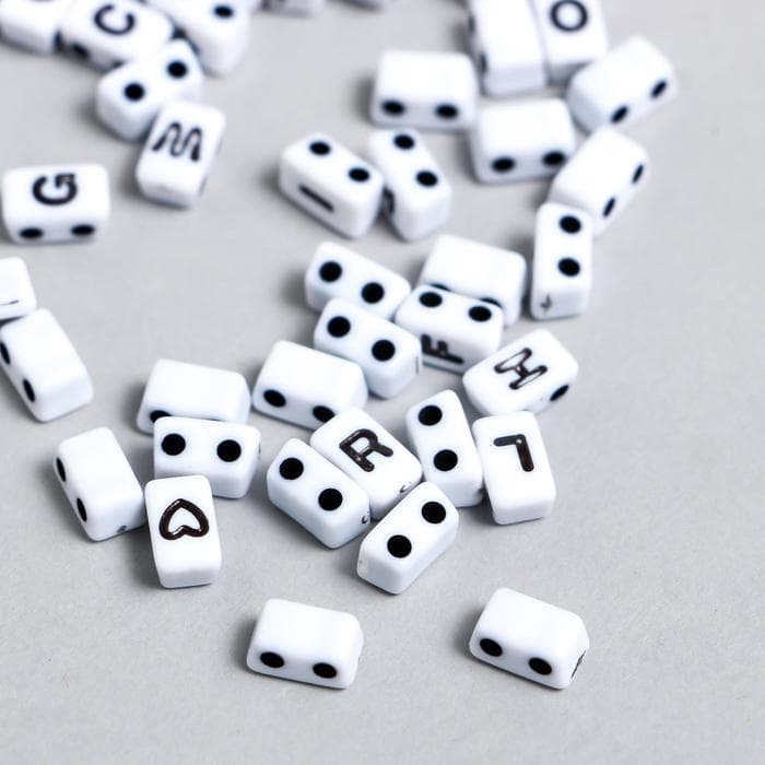 Бусины для творчества пластик «Буквы, знаки, цифры, домино», набор 20 г, 0.5×0.8×0.4 см