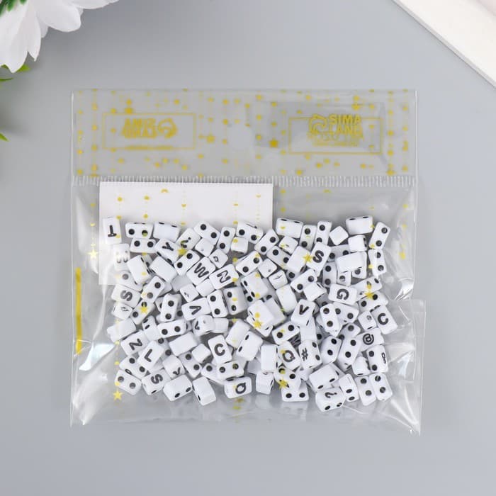 Бусины для творчества пластик «Буквы, знаки, цифры, домино», набор 20 г, 0.5×0.8×0.4 см