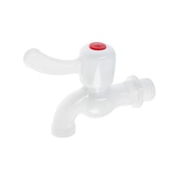 Кран водоразборный ZEIN, 1/2", с плоской ручкой, PP, шаровой механизм, белый