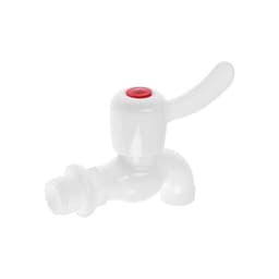 Кран водоразборный ZEIN, 1/2", с плоской ручкой, PP, шаровой механизм, белый