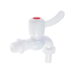 Кран водоразборный со штуцером ZEIN Z2188, 1/2", плоская ручка, PP, шаровой механизм, белый