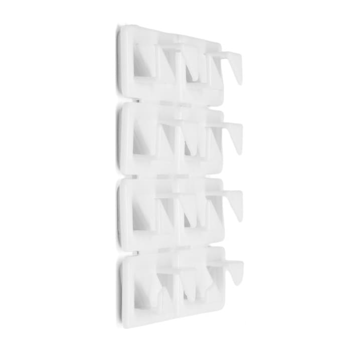 Держатель самоклеящийся для проводов и гирлянд ТУНДРА krep, 8×30×15 мм, белый, 8 шт.
