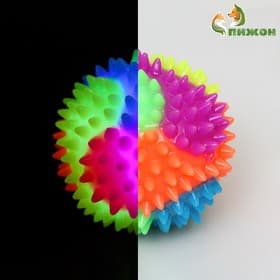 Мяч для собак, 7.5 см, светящийся, TPR, цвет МИКС