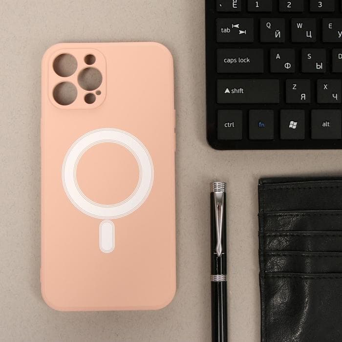 Чехол Luazon для iPhone 12 Pro Max, поддержка MagSafe, силиконовый, розовый