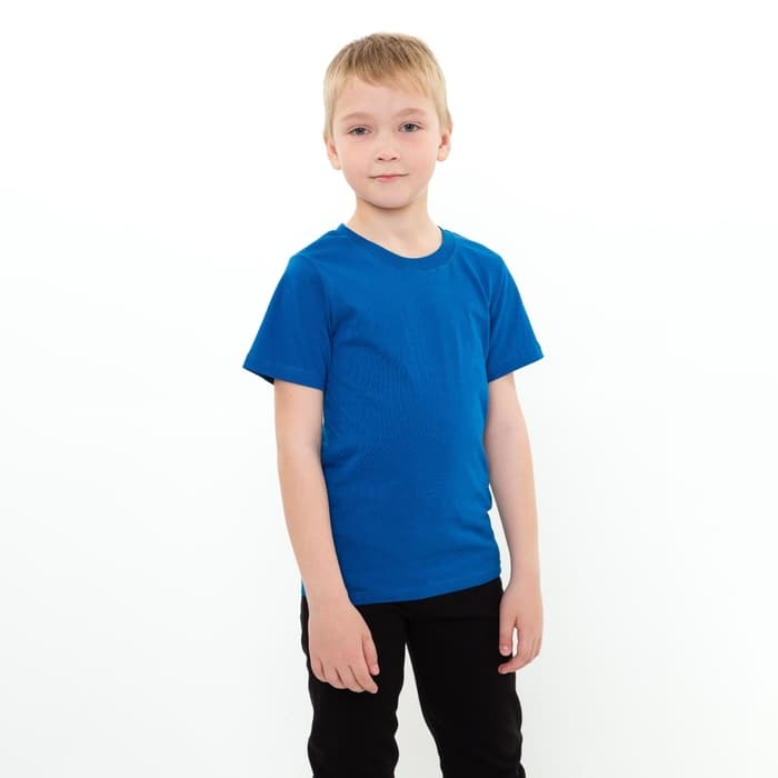 Футболка детская однотонная ATA kids, синяя, рост 86 см