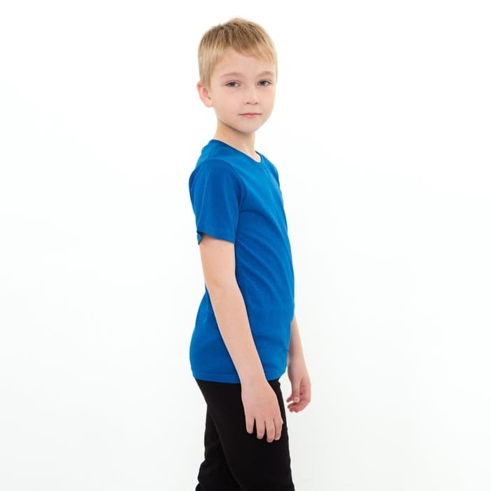 Футболка детская однотонная ATA kids, синяя, рост 86 см