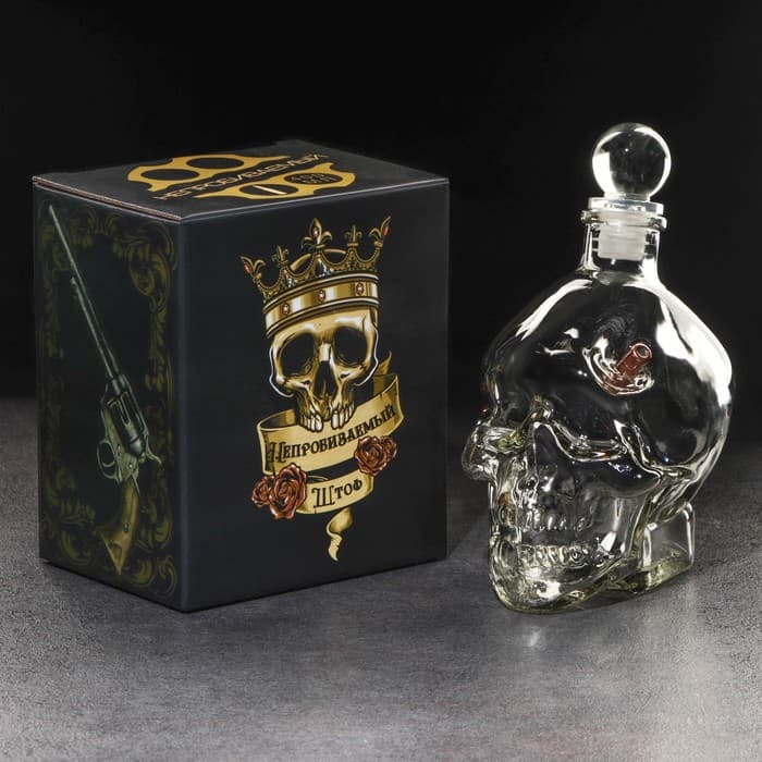 Штоф непробиваемый с пулей «Череп», 400 мл
