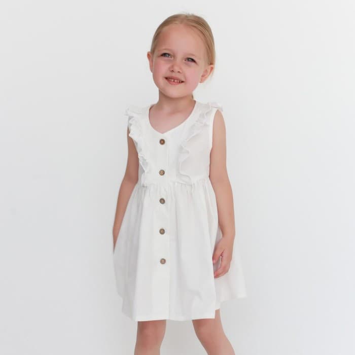 Платье на пуговицах для девочки KAFTAN: Summer cotton, белое, рост 98-104 см