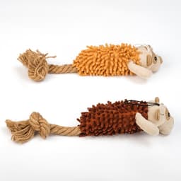 Мягкая игрушка для собак «Пёс», 39×11 см, с пищалкой и канатом, коричневая