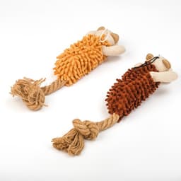 Мягкая игрушка для собак «Пёс», 39×11 см, с пищалкой и канатом, коричневая