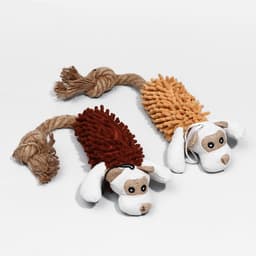 Мягкая игрушка для собак «Пёс», 39×11 см, с пищалкой и канатом, коричневая