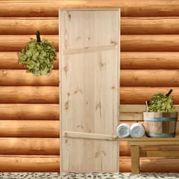 Дверь для бани и сауны, 190×70 см по коробке, сосна, на клиньях, массив, «Добропаровъ»