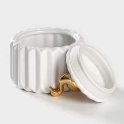 Банка для сыпучих Доляна «Золотое крыло. Фламинго», 700 мл, 12×15 см, керамика, белая