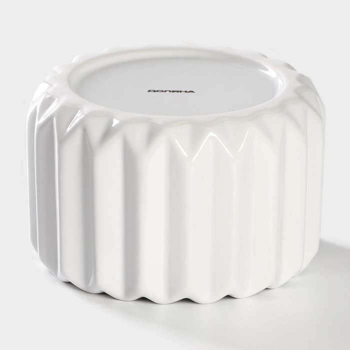 Банка для сыпучих Доляна «Золотое крыло. Фламинго», 700 мл, 12×15 см, керамика, белая