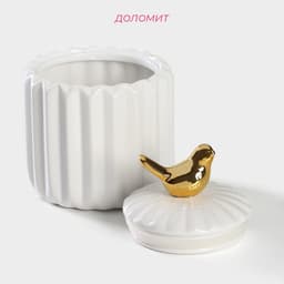 Банка для сыпучих Доляна «Золотое крыло», 900 мл, 12×17 см, керамика, белая