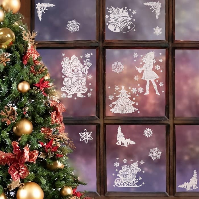 Наклейки новогодние «Ёлка», 35×33 см