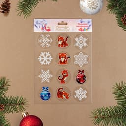 Наклейки на окна новогодние «Снежинки» 9×9 см, 12 шт., МИКС
