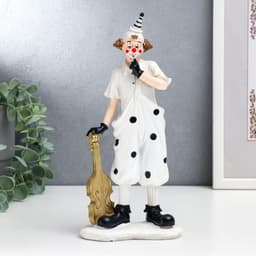 Фигурка полистоун «Клоун в костюме в горох», чёрно-белый с золотом, 25×6.5×11.5 см