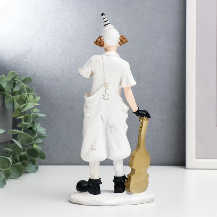 Фигурка полистоун «Клоун в костюме в горох», чёрно-белый с золотом, 25×6.5×11.5 см