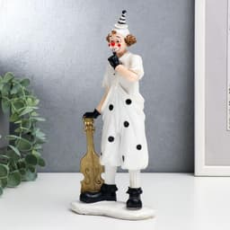 Фигурка полистоун «Клоун в костюме в горох», чёрно-белый с золотом, 25×6.5×11.5 см