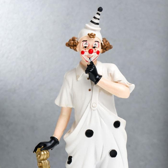 Фигурка полистоун «Клоун в костюме в горох», чёрно-белый с золотом, 25×6.5×11.5 см