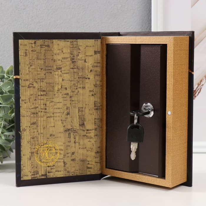 Шкатулка книга - сейф «Золотой вклад», дерево, кожзам, 21×13×5 см