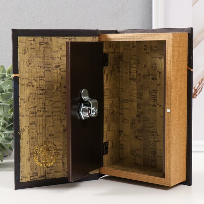 Шкатулка книга - сейф «Золотой вклад», дерево, кожзам, 21×13×5 см
