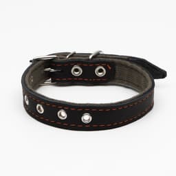 Ошейник комбинированный, безразмерный, 54×2.5 см, ОШ 17-45 см, кожа, брезент, чёрный