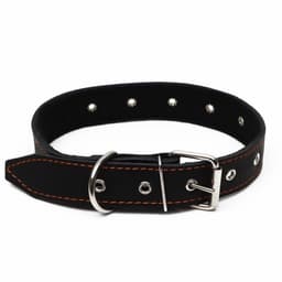 Ошейник безразмерный, 71×3.5 см, ОШ 29-62 см, на синтепоне, кожа, чёрный