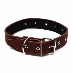 Ошейник кожаный на синтепоне, безразмерный, 71×3.5 см, ОШ 29-62 см, коричневый