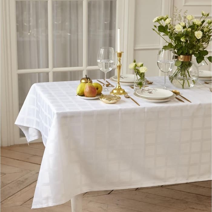 Скатерть «Этель» Geometry, 150×250±3 см, 192 г/м², хлопок с ВГМО, белая