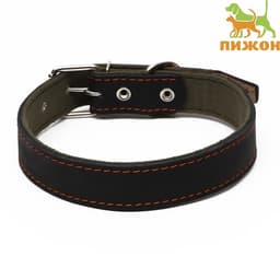Ошейник комбинированный кожа/брезент, 69×3.5 см, ОШ 45-60 см, чёрный