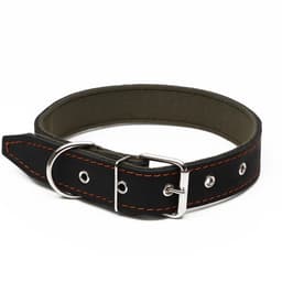 Ошейник комбинированный кожа/брезент, 69×3.5 см, ОШ 45-60 см, чёрный