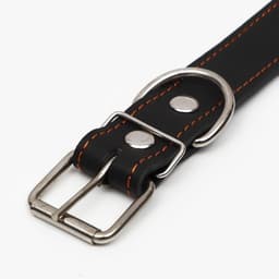 Ошейник, 70×3.5 см, ОШ 45-60 см, на синтепоне, кожа, чёрный