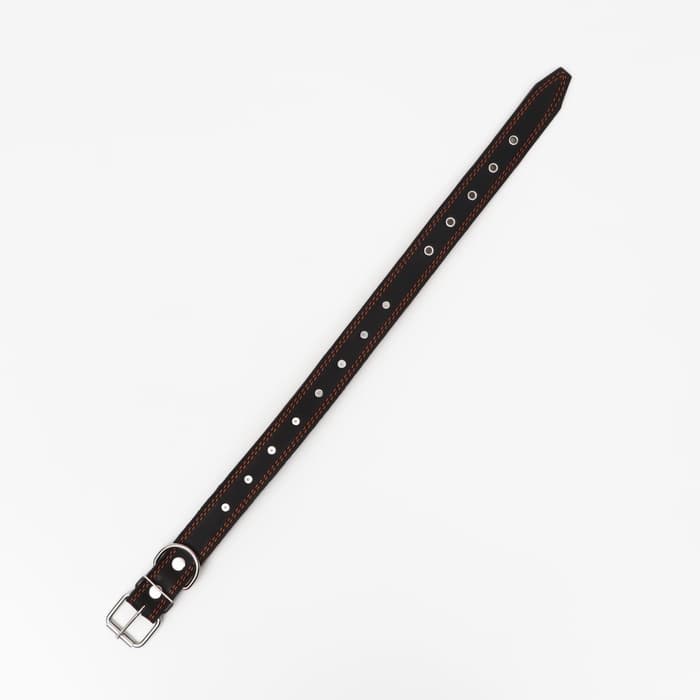 Ошейник «Строгий шип», 70×3.5 см, ОШ 45-60 см, кожа, чёрный