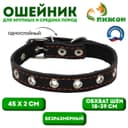 Ошейник кожаный однослойный безразмерный, 45×2 см, ОШ 18-39 см, чёрный
