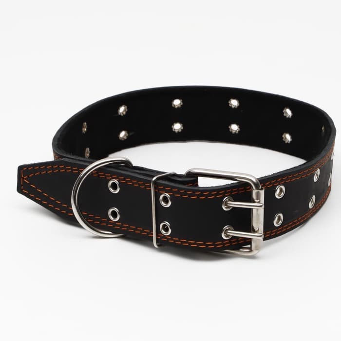 Ошейник безразмерный, 83×4.5 см, ОШ 20-71 см, на синтепоне, кожа, чёрный