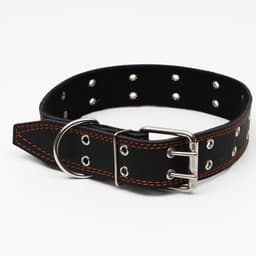 Ошейник безразмерный, 83×4.5 см, ОШ 20-71 см, на синтепоне, кожа, чёрный