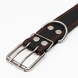 Ошейник безразмерный, 83×4.5 см, ОШ 20-71 см, на синтепоне, кожа, чёрный