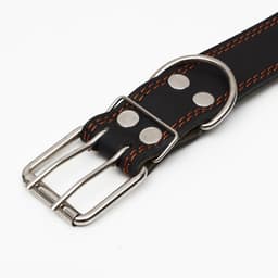 Ошейник комбинированный кожа/брезент, безразмерный, 83×4.5 см, ОШ 20-70 см, чёрный