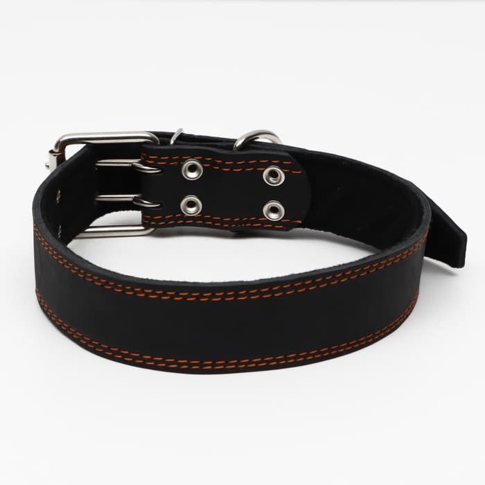 Ошейник кожаный на синтепоне, 82×4.5 см, ОШ 50-70 см, чёрный